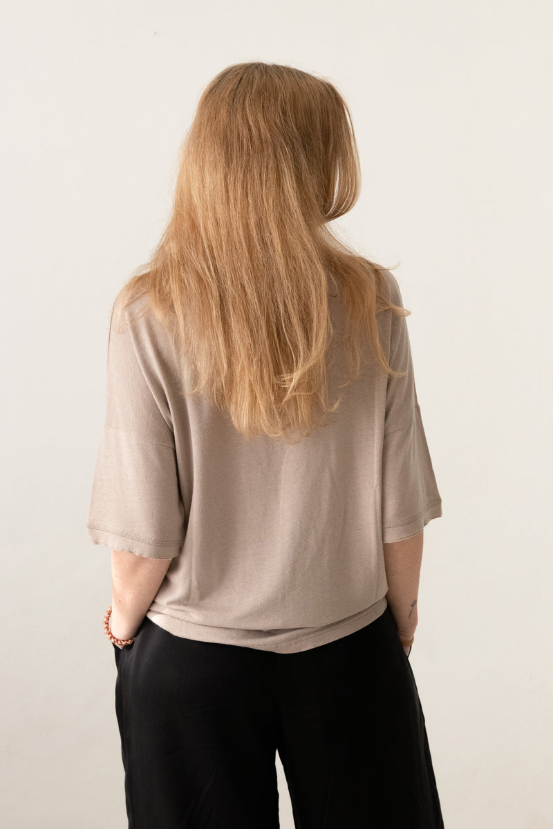 Oversize-Shirt aus Leinenmix Sand