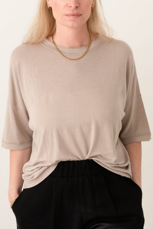 Oversize-Shirt aus Leinenmix Sand