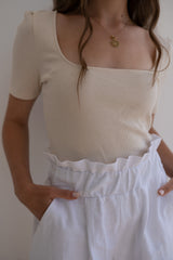 Rippjersey-Shirt White Sand JULIA