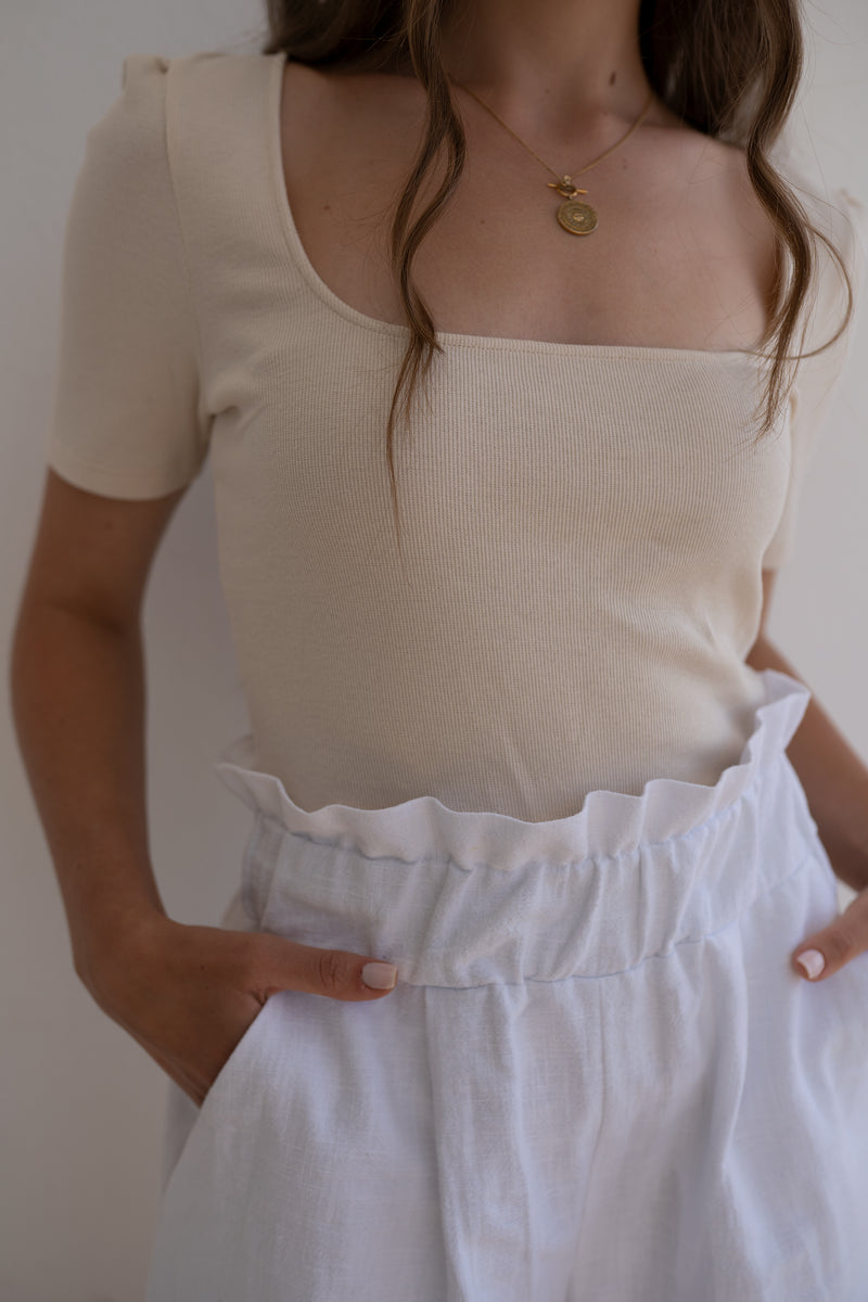 Rippjersey-Shirt White Sand JULIA