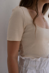 Rippjersey-Shirt White Sand JULIA