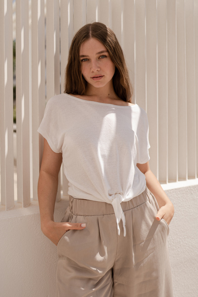 Cropped Shirt aus Leinenmix Weiß ADELE