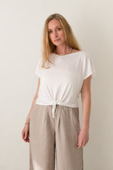 Cropped Shirt aus Leinenmix Weiß ADELE