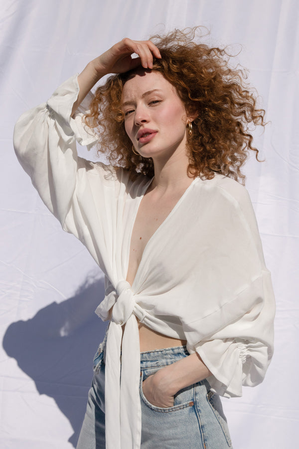 Wrap blouse white DAPHNE