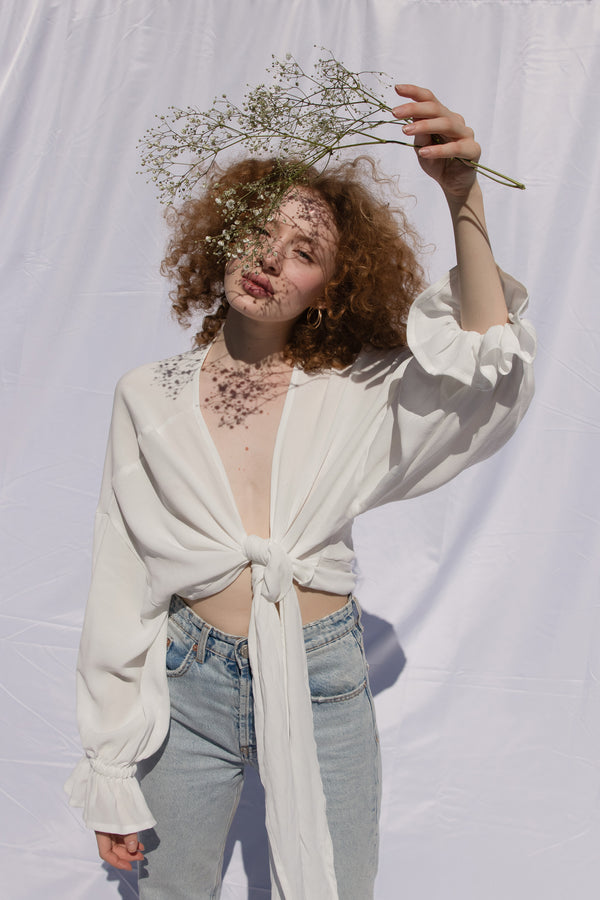 Wrap blouse white DAPHNE