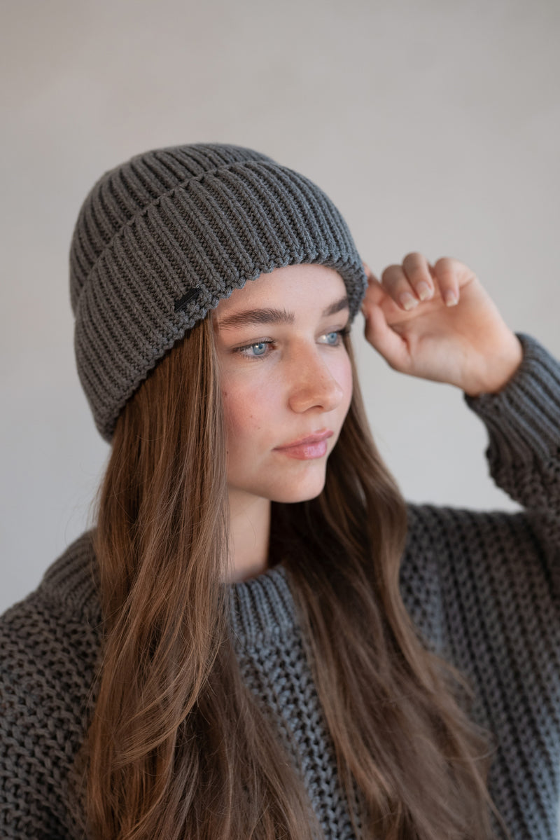 Knitted Hat Grey-Melange MIKA