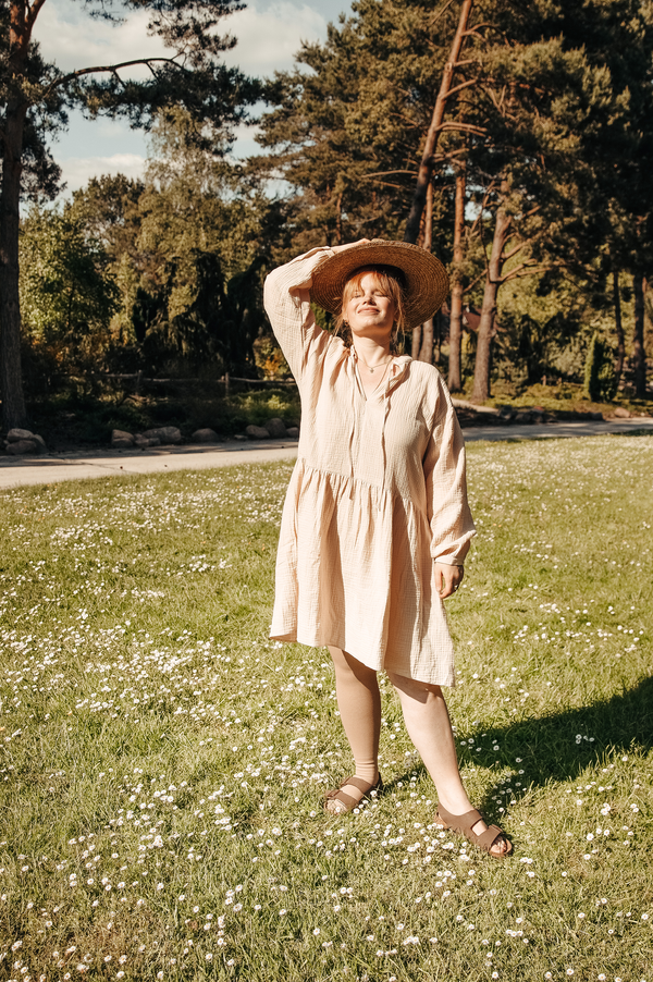 Kleid aus Musselin Butter ALMA