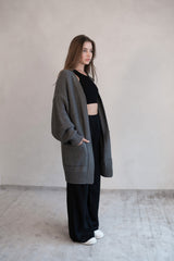 Knitted Coat Grey-Melange PAULA