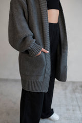 Knitted Coat Grey-Melange PAULA
